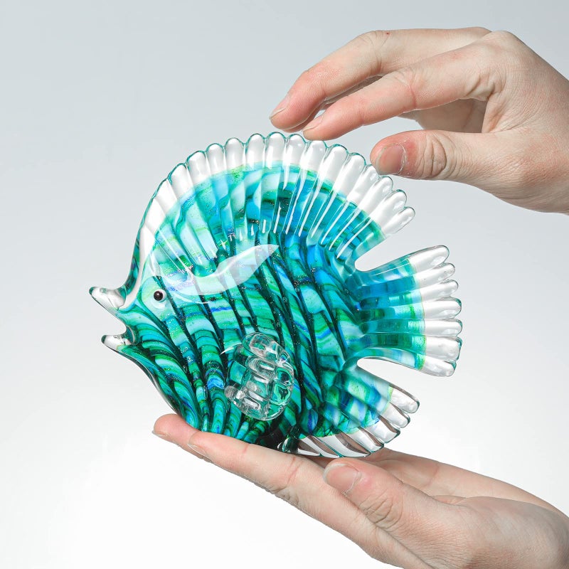 LONGWIN Handmade Glass Stripe Tropical Fish Sculpture Glass Hand Blown Sea Animal Figurine Home Tabletop Decoration Ornaments - Image 3